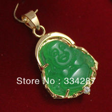 fine green Semi-precious Stone/tiger eye stone bless Happy Buddha/Guanyin pendant 2024 - buy cheap
