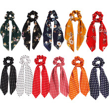 Free shippping Fashion women print/dot ribbon hair scrunchies lovely gum elegant Hair Tie Accessories sweet Ponytail Holder 2024 - buy cheap