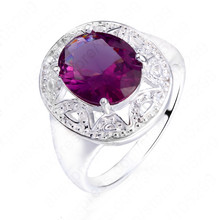 Vintage High Quality Round Purple Design Shiny CZ Crystal Woman Trendy Anniversary Gift 925 Sterling Silver Opening Ring 2024 - buy cheap