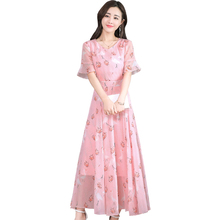 Floral dresses women 2020 new summer small fresh chiffon long dress  ladies waist and Korean V-neck size sexy fairy dress 2024 - buy cheap