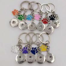 HOT 20pcs/Lot Vintage Enamel cat/dog paw print Charm Snaps Button Keychain Gifts Fit Key Chains Accessories Jewelry Q130 2024 - buy cheap