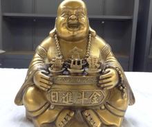 Estátua de buda maitreya de 8 ", budismo de bronze chinês, riqueza, yuanbao, feliz, 8.06 2024 - compre barato