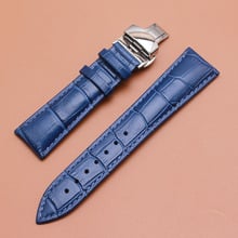 Watchband Quality Genuine Leather Watch band 14mm 16mm 18mm 20mm 22mm dark Blue watchbands strap silver clasp Watch Accessories 2024 - buy cheap