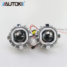 Frete Grátis AUTOKI New Dual Color LED Angel Eyes DRL com H1 Mini Hi/Low bi lente Do Projetor xenon kit 2024 - compre barato