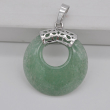 Natural Green Aventurine Circle Stone GEM Pendant Jewelry For Gift S3150 2024 - buy cheap