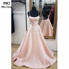 Simple Prom Dresses Long Evening Gown Spaghetti Straps V-Neck Satin Prom Dress for women Custom Made 2024 - buy cheap