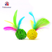 Lovely Pet Cat Toy With Bird feather Toss Shuttlecock Shape Interactive Training Play Chewing For Puppy Small Dog Toys 2024 - buy cheap
