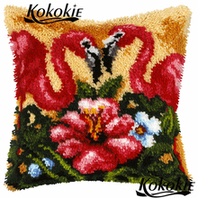 Latch hook rug Flamingo pillow kits cross stitch kits Cushion embroidery yarn handicraft Crocheting Rug yarn handmade carpet 2024 - buy cheap