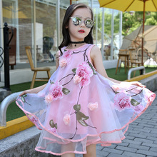 Vestido de verano de princesa para niñas, ropa informal romántica de Organza, sin mangas 2024 - compra barato