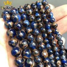 Cuentas redondas de Cloisonne azul oscuro Natural, cuentas de piedra sueltas para la fabricación de joyas, accesorios de collar de pulsera DIY 15 ''6/8/10mm 2024 - compra barato