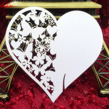 50pcs Heart Shape Cup Wine Glass Card Name Place Cards Laser Cut Wedding Decorations Birthday Bridal Favors Party Supplies 7Z 2024 - buy cheap