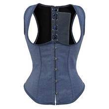 Gothic Underbust Corset Vest Waist Cincher Corset Vest Top Cowboy Blue Corsets and Bustiers Lingerie Tops Sexy Plus Size S-6XL 2024 - buy cheap