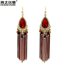 New Rhinestone Crystal Beads dangle Tassel Earrings bohemian Long Chain Statement ladies earring For Women Handmade boho Jewelry 2024 - buy cheap