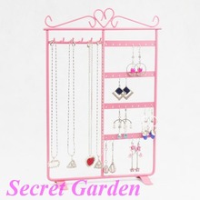 TONVIC High Quality Pink Metal Necklace Earring Set Display Stand Holder 120718YB-JSS03I 2024 - buy cheap