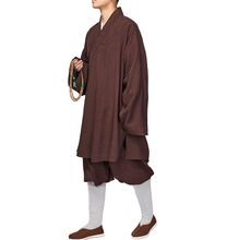 UNISEX coffee/red linen&cotton buddhist abbot monks kung fu suits Buddhism martial arts uniforms arhat clothing sets clothes 2024 - buy cheap