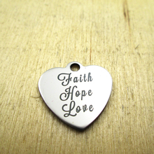 10 шт./лот -- подвески из нержавеющей стали faith hope love-лазерная гравировка-индивидуальные-подвески DIY 2024 - купить недорого