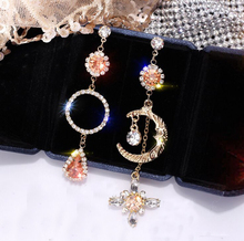 Novo design Da Estrela Da Lua Assimétrica Brincos de Cristal Mulheres moda jóias brilhante elegante moderno luxo Longa queda Brincos 2024 - compre barato