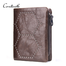 CONTACT'S genuine leather men wallets credit card holders mens wallet with coin pocket brand walet male clasp purse high quality 2024 - buy cheap