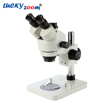 Luckyzoom Professional 7X-45X Simul-Focuse Trinocular Stereo Vertical Zoom Microscope PCB Microscopio Free Shipping 2024 - buy cheap