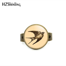 2017 New Style Swallow Ring Sailor Jerry Tattoo Old School Womens Adjustable Rings Vintage Cabochon Jewelry Red Robin Bird Ring 2024 - buy cheap