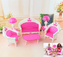 NK 6 Items/Set  Doll Accessories  Plastic Furniture Sofa Couch Desk Lamp For Barbie Doll For Monster High Girl Birthday Gift DZ 2024 - buy cheap