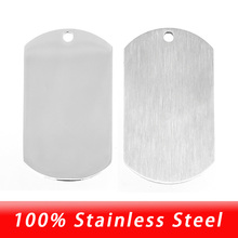 28x49mm ID dog tag Charm pendant blank for print tags one side mirror polish one side brushed polish stainless steel 10pcs 2024 - buy cheap