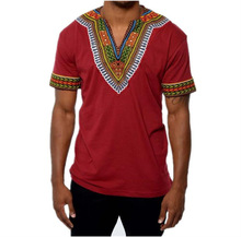 Red V Neck African Dashiki Dress T Shirt Men 2020 Brand New Short Sleeve African Clothes Streetwear Casual Tee Shirt Homme XXL 2024 - buy cheap