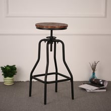 iKayaa Bar Stool Industrial Style Furniture Bar Chair Swivel Bar Stool Natural Pinewood Top Kitchen Dining Breakfast Chair 2024 - buy cheap