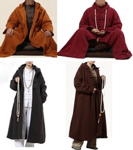 Зимняя теплая Толстая буддийская плащ 5 цветов для медитации, пальто-накидка в виде монахов, пальто-накидка для боевых искусств, дзен-халат красный/коричневый/серый/желтый 2024 - купить недорого