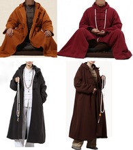 5colors winter warm thick Buddhist meditation cloak monks cape coat lay abbotnun martial arts zen robe red/brown/gray/yellow 2024 - buy cheap