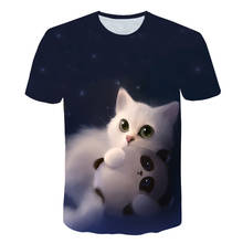 Night cat lady T-shirt women's short sleeves top 3d harajuku Tees top plus size animal T-shirt t shirt women  S-6XL 2024 - buy cheap