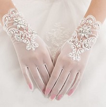 Короткие тюлевые свадебные перчатки, длина запястья, женские вечерние подарки 2024 - купить недорого