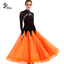 Black&Orange Ballroom Dance Competition Dresses Standard Dance Dresses Luminous Costumes Ballroom Waltz Dresses 2024 - buy cheap