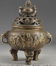 Chinese Brass Vintage Hand Hammered Buddha Exorcist Incense Burner Free shipping 2024 - buy cheap