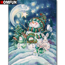 HOMFUN-pintura de diamante redondo/cuadrado completa, cuadro artesanal 5D, "muñeco de nieve de Navidad", bordado de diamantes 3D, punto de cruz, decoración del hogar A18727 2024 - compra barato