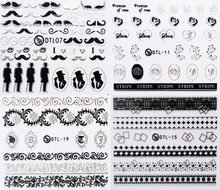 30 Styles 1 Sheet Fashion 3D Silver Nails Art Manicure Black Glue Decals Decorations Design Nail Stickers For Nails Tips Beauty 2024 - buy cheap