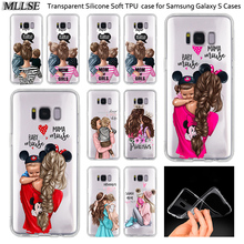 Capa de silicone transparente para mãe e bebê, menina, menino, para samsung galaxy note 10 plus s8 s9 s10 plus 5g s6 s7 edge s5 s10e 2024 - compre barato