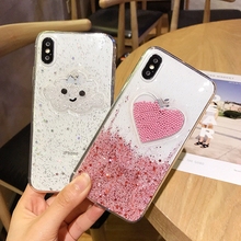 Tfshining Liquid Heart Glitter Phone Case For iPhone 7 8 Plus 6 6S Plus X XR XS Max Smile Face Clouds Powder Soft TPU Back Cover 2024 - buy cheap