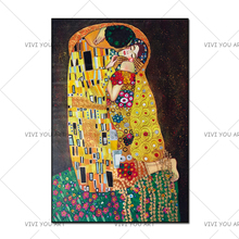 Pintura a óleo de gustav klimt, pinturas do beijo, adele danae, arte para parede, sala de estar, 100% 2024 - compre barato