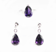 wholesale christmas gift purple crystal dangle earring & ring(#7.8.9) 2024 - buy cheap