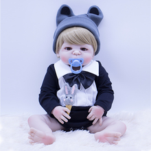 Muñeca realista de bebé reborn para niñas, muñeca realista de silicona de 23 pulgadas y 57cm, vestido negro, regalo de cumpleaños 2024 - compra barato