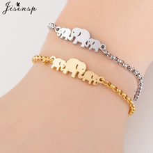 Jisensp-pulsera de acero inoxidable para mujer y niño, brazalete con dijes de elefantes encantadores, joyería de moda, regalo de fiesta 2024 - compra barato
