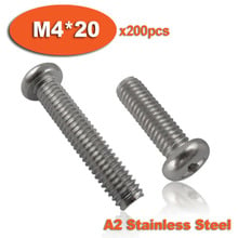 Tornillos de cabeza de sartén de acero inoxidable DIN7985, M4 x 20, A2, tornillo Phillips, Cruz empotrada, de queso elevado, 200 Uds. 2024 - compra barato