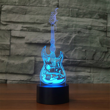 3D свет электрическая гитара эффект Бас модель Иллюзия 3d лампа LED 7 цветов USB сенсорный сенсор настольная лампа ночник музыка любовник подарки 2024 - купить недорого