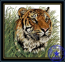 FREE delivery Popular Top Quality counted cross stitch set tiger in the grass animal 2024 - buy cheap