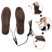 Free shipping USB Electric Powered Plush Fur Heating Insoles Winter Keep Warm Foot Shoes 2024 - buy cheap