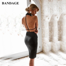 BANDAGE Summer Black Halter Backless Bandage Dress High Quality Going Out Bodycon Vestidos Celebrity Party Women Boutiques 2024 - buy cheap