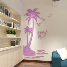 Árbol de coco acrílico 3d, pegatinas de pared tridimensionales, sala de estar, dormitorio, fondo, pegatinas de pared, tv, adhesivos de sofá que 2024 - compra barato