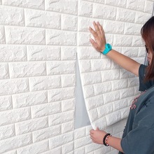 DIY 3D Brick Wall Stickers Self Adhensive Living Room Foam Safty Wall Covering Wallpaper TV Background Kids Room 70*77cm 8pcs 2024 - buy cheap
