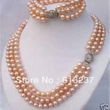 Fashion style 3 Rows 7-8mm natural pink akoya pearl beads making necklace bracelet jewelry YE2130 2024 - buy cheap